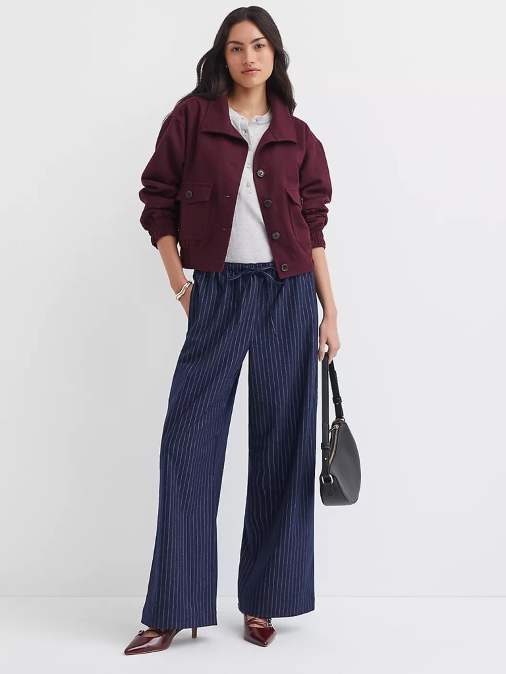 LOFT Sawyer Pull On Pants in Pinstripe - Picture 5 of 6
